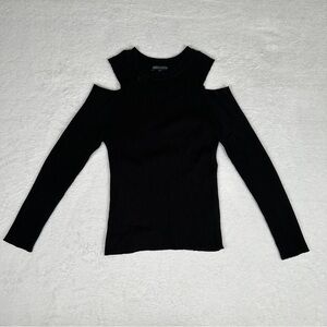 Kendall & Kylie Black Cold Shoulder Sweater Top